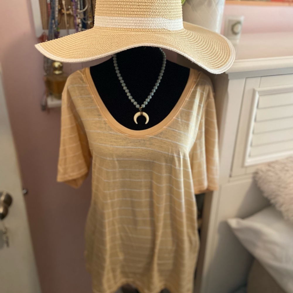 Yellow and white striped t-shirt